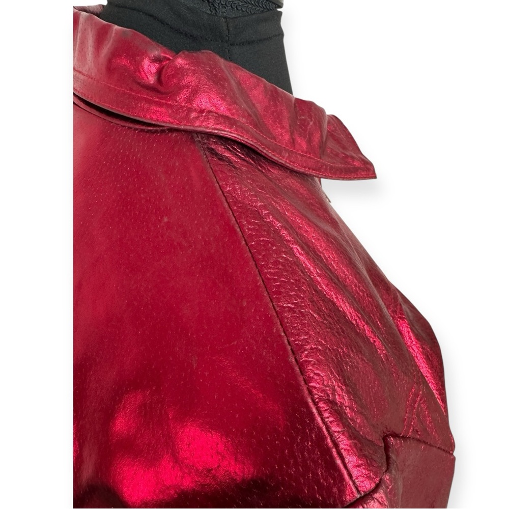 Vtg Maxima Metallic Leather Jacket - Picture 11 of 16